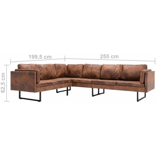 Kutna sofa od umjetne brušene kože smeđa slika 17