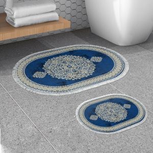 410602-O - Blue Blue Bathmat Set (2 Pieces)