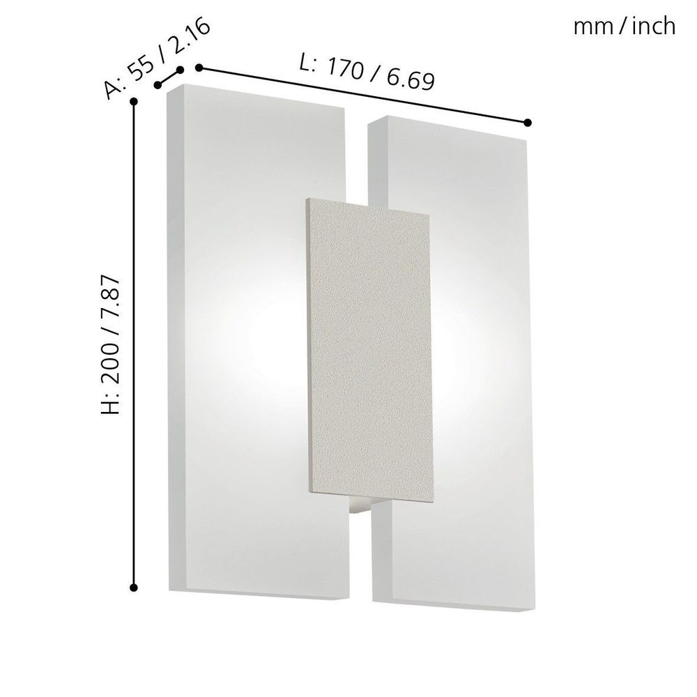 Eglo Metrass 2 Zidna Lampa sa LED Osvjetljenjem, 2x4,5W, 960 Lumen, Nikl-Mat/Bijela slika 3