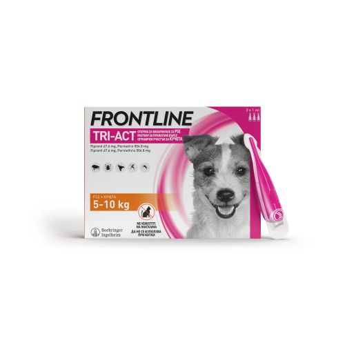 FRONTLINE Tri-Act S, otopina za nakapavanje, za pse 5-10 kg, 3x1,0 mL slika 1