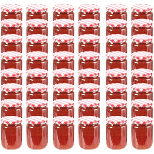 Staklenke za džem s bijelo-crvenim poklopcima 48 kom 230 ml slika 15