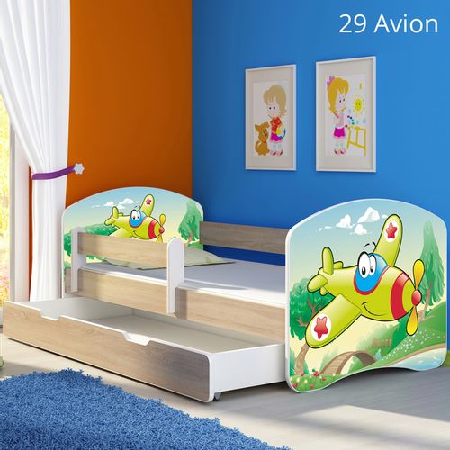 Dječji krevet ACMA s motivom, bočna sonoma + ladica 160x80 cm 29-aeroplane slika 1