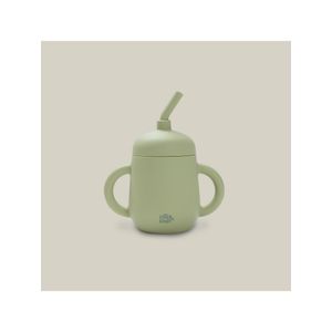 InterBaby silikonska čaša za malu djecu sa slamkom Olive Green