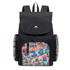 Ruksak RivaCase Agora 5425 black Urban Print backpack "Skaters", 15L