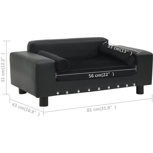 Sofa za pse crna 81 x 43 x 31 cm od pliša i umjetne kože slika 56