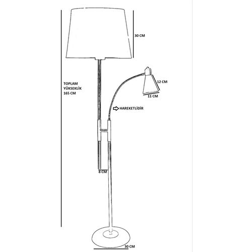 Forza Siyah Lambader Pramit Hasır Gri Abajurlu Grey Floor Lamp slika 4