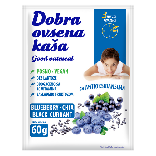 DOBRA OVSENA KAŠA sa čia semenkama,borovnicom i crnom ribizlom 60g slika 1