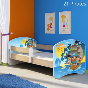 Dječji krevet ACMA s motivom, bočna sonoma 160x80 cm 21-pirates