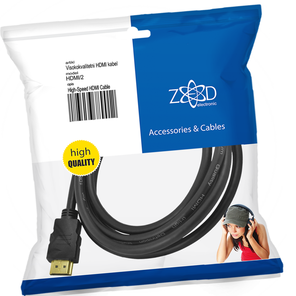 ZED electronic HDMI kabl, 2.0 met - HDMI/2 slika 1