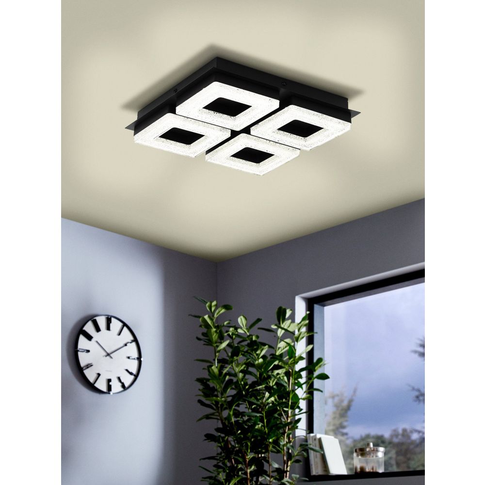 Eglo zidna/stropna rasvjeta fradelo 1 led 4x3,5w 3000k 1600lm crno/crno, prozirn slika 2