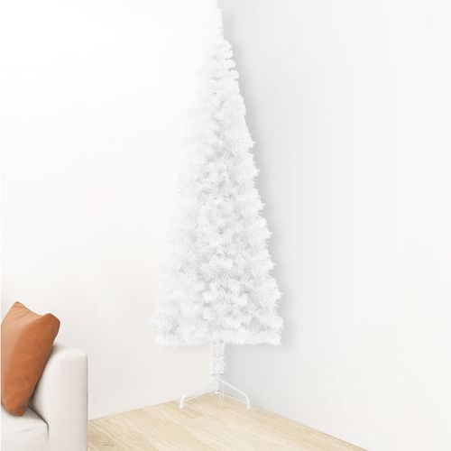 Tanka umjetna polovica božićnog drvca sa stalkom bijela 210 cm slika 3