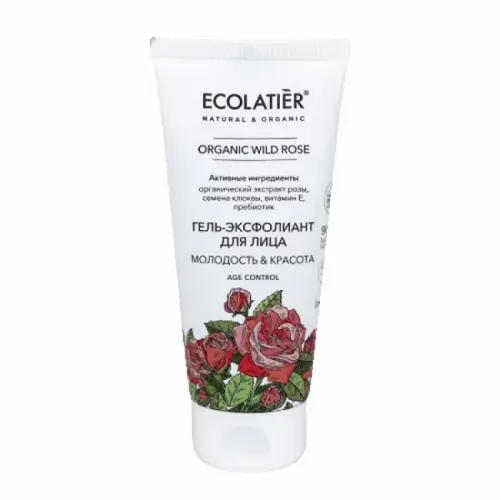 ECOLATIER Green Face piling za lice sa eteričnim uljima divlje ruže i vitaminom E 100ml slika 1