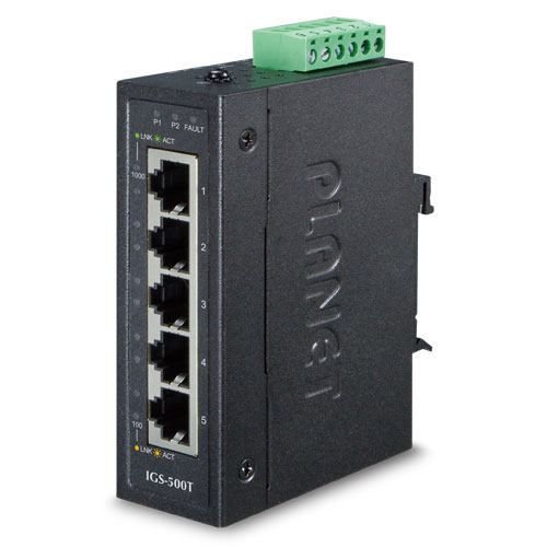 Planet Compact Industrial 5-Port (5x 1GbE RJ45) Switch, (-40~75C) unmanaged slika 1