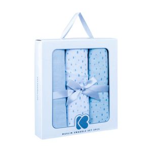 Kikka Boo Muslin set za povijanje Dots Blue 80x80cm, 3kom