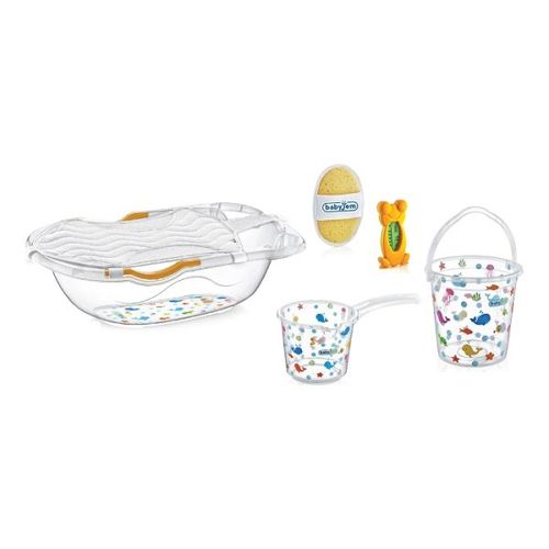 BABYJEM SET ZA KUPANJE 6 DELOVA WHITE (kadica, podloga,termometar, sundjer, bokal, kofica) slika 1