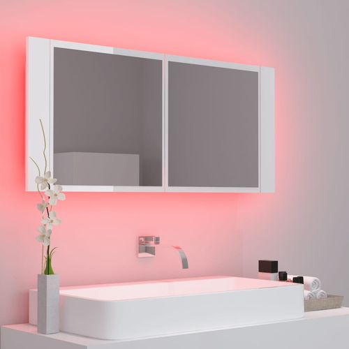 LED kupaonski ormarić s ogledalom sjajni bijeli 100x12x45 cm slika 18