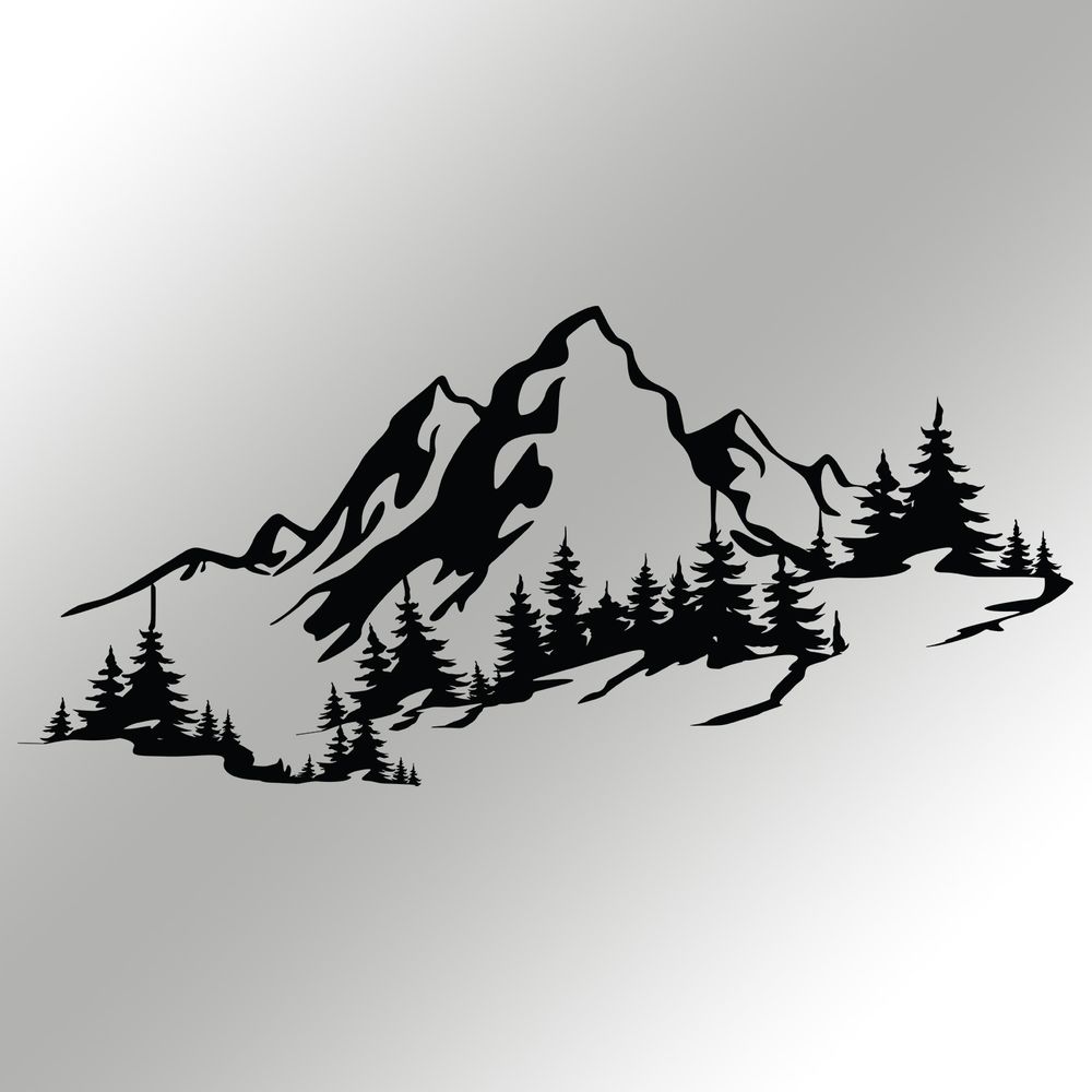 Dekorativni Metalni Zidni Ukras Mountain 3 Black slika 6