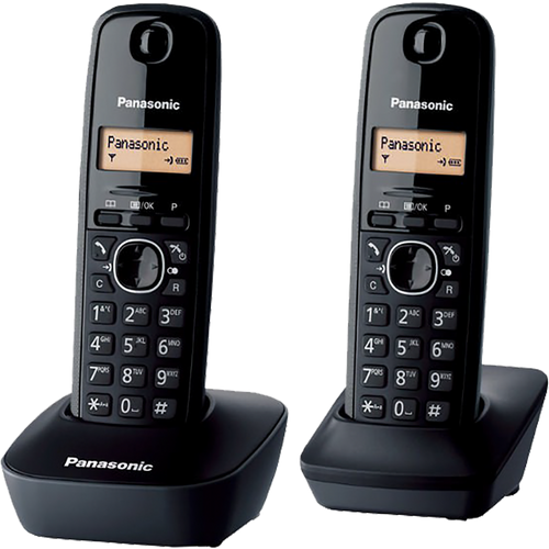 Panasonic Telefon bežični, DUO DECT, 1.25" LED display, crna boja - KX-TG1612FXH slika 1