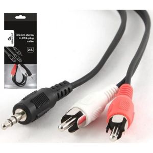 Gembird CCA-458-2.5M 3.5 mm stereo to RCA plug cable, 2.5 m