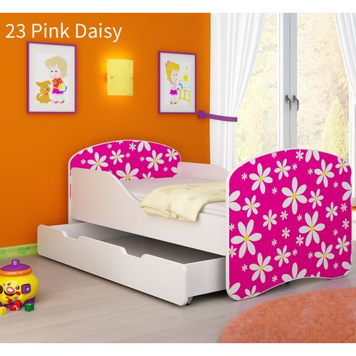 Dječji krevet ACMA s motivom + ladica 140x70 cm 23-pink-daisy slika 1