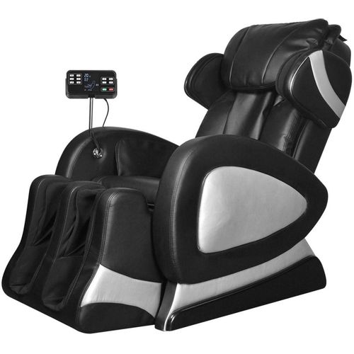 Masažna fotelja od umjetne kože crna sa ekranom slika 2