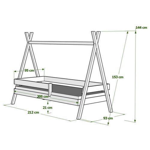 Drveni Dečiji Krevet Tipi Plus - Beli - 190x90 cm slika 5