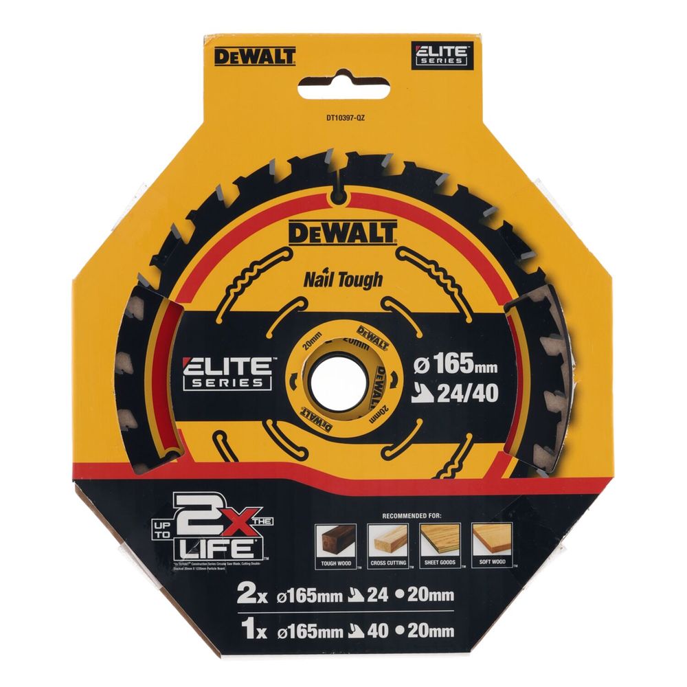 Dewalt list kružne pile 2x165 24T, 1X165 40T 3kom DT10397 slika 1