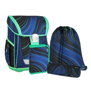 Spirit školski set "BLUE STRIPES" (anatomski ruksak + puna pernica + prazna pernica + vreća za patike)
