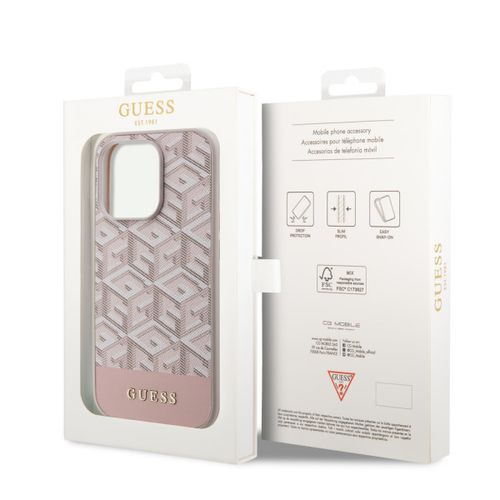 Guess Futrola za iPhone 14 Pro GCUBE PU STRIPES PINK MagSafe slika 2