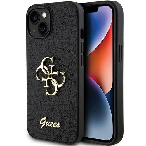 Maska Guess Hc Fixed Glitter 4G Big Metal Logo za iPhone 15 6.1 crna (GUHCP15SHG4SGK) slika 1