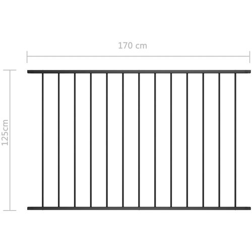 Panel za ogradu od čelika obloženog prahom 1,7 x 1,25 m crni slika 12