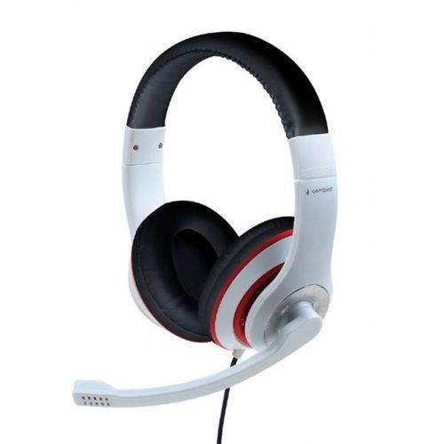 Gembird Stereo headset, white and black color with red ring slika 1
