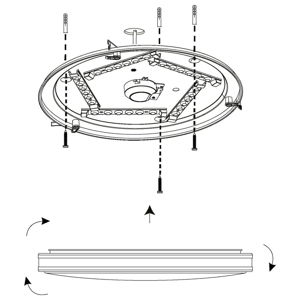 Eglo Pescaito zidna/stropna LED lampa, 24W, 2500lm, promjer 380mm, crna/zlatna/čelik slika 5
