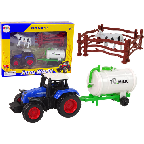 Farmerski set traktor s cisternom + krava 1:64 slika 1
