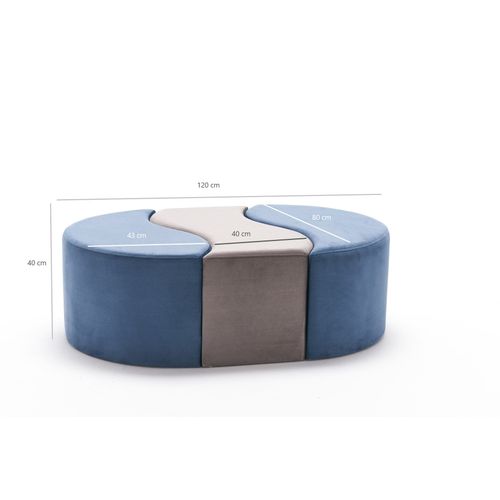 Atelier Del Sofa Tabure, Plava Mink, Alya Puf - Blue, Mink slika 7