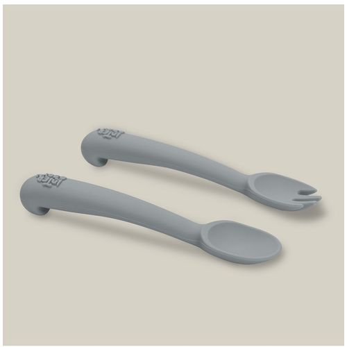 InterBaby silikonski set pribora za jelo Petrol Grey slika 3