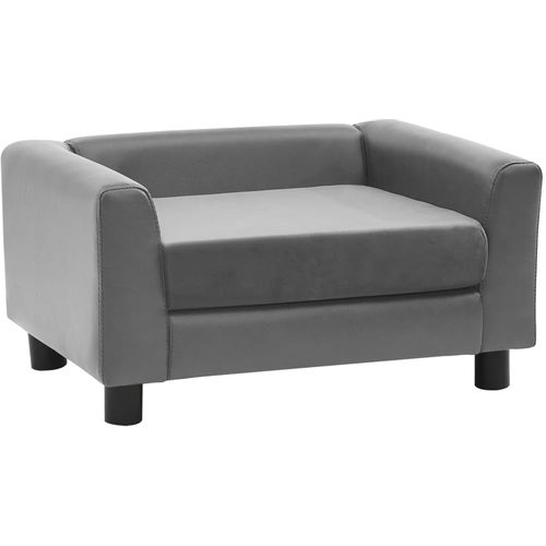 Sofa za pse siva 60 x 43 x 30 cm od pliša i umjetne kože slika 29