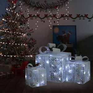 Ukrasne božićne kutije za poklone 3 kom bijele