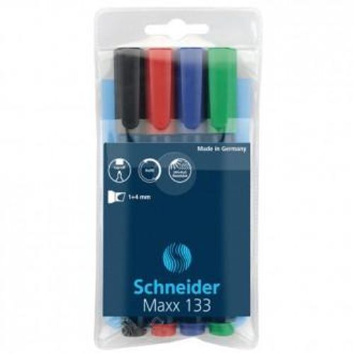 Flomaster Schneider, permanent marker, Maxx 133, 1-4 mm, set od 4 boje, PVC etui slika 1