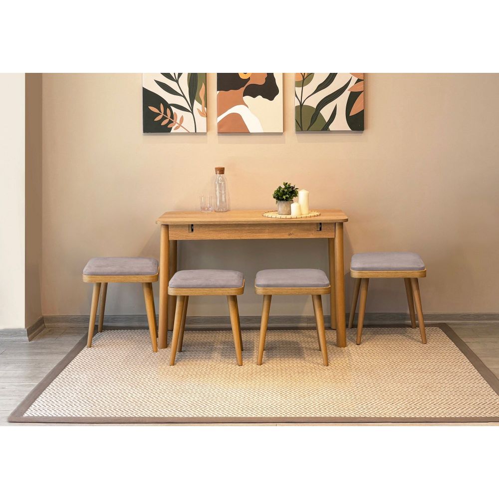 Vina Mini 05 0701 - Set Ekstenzibilnog Stola i Stolica u Soho Sivoj Boji (5 Komada) slika 2
