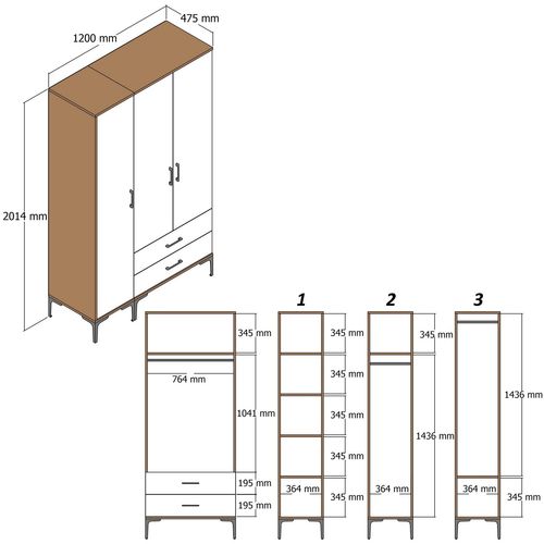 Kumsal RT - Walnut, Anthracite Walnut
Anthracite Wardrobe slika 8