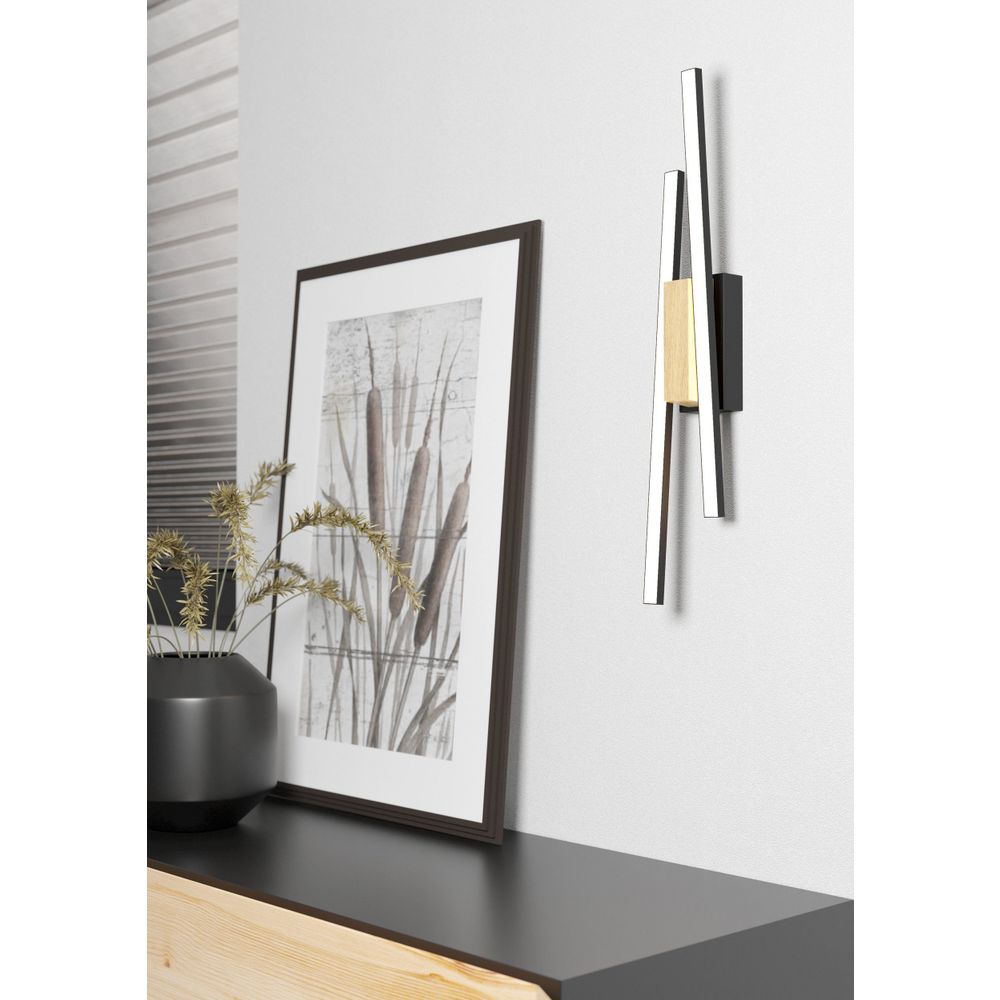 Eglo zidna lampa PANAGRIA, LED, 2x6,3W, 1510lm, crna/drvo/bijela slika 2
