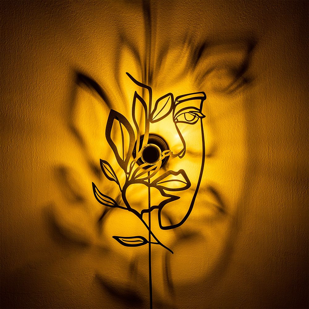 Lampa za zid sa cvjetnim motivom - Crna slika 4