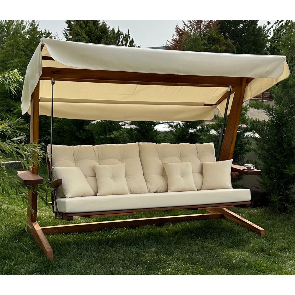 Luna Deluxe 2600 - Bež Prirodni Trostruki Ljuljački Stolac slika 5
