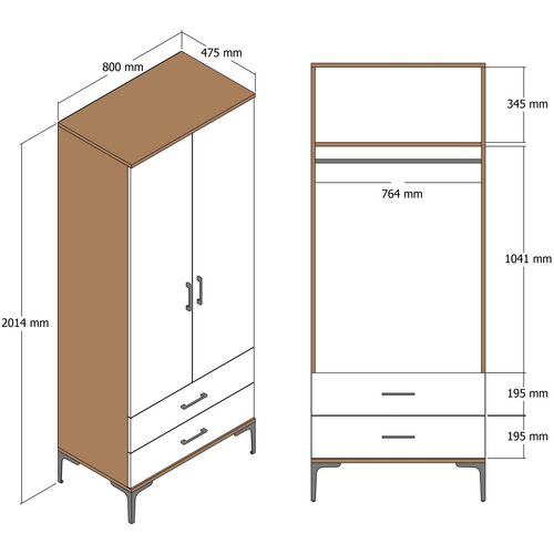 Kumsal T - Walnut, Anthracite Walnut
Anthracite Wardrobe slika 6