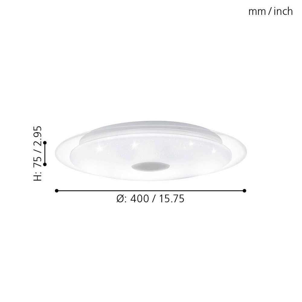 Eglo Lanciano 1 Plafonjera sa LED Rasvjetom, 24W, 1900lm, Daljinski Upravljač, Timer, Dimabilna, Promjer 660mm, Bijela slika 4