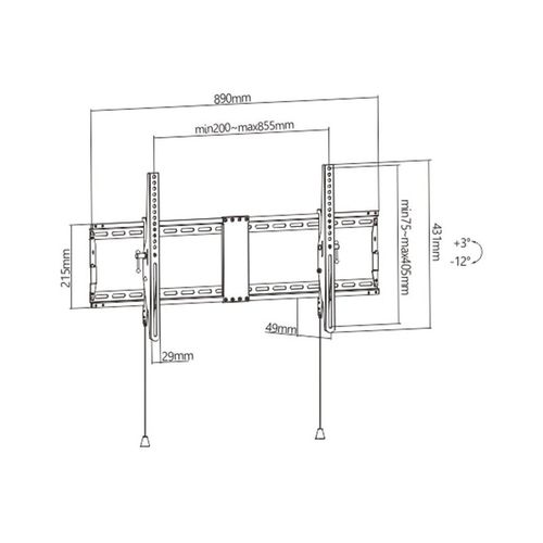 Gembird WM-90T-01 TV wall mount (tilt), Max. 70kg, 43”-90” slika 3