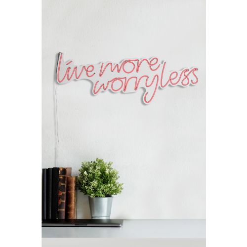 Wallity Ukrasna plastična LED rasvjeta, Live More Worry Less - Pink slika 4