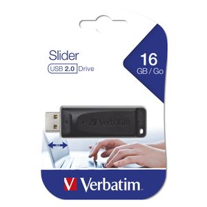 USB STICK VERBATIM STORENGO SLIDER 16GB, BLACK, USB2.0, #98696