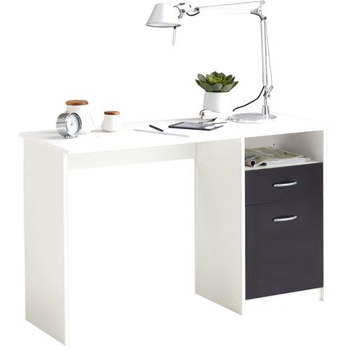 FMD radni stol s 1 ladicom 123 x 50 x 76,5 cm bijelo-crni slika 11